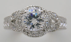 ART DECO ANTIQUE STYLE CHARMING MIL GRAINED DIAMOND ACCENTS ENGAGEMENT RING SETTING