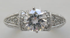 SPECIAL ENGAGEMENT RING SETTING ANTIQUE DECO STYLING WITH PAVE DIAMOND ACCENTS