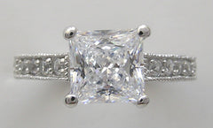 ANTIQUE STYLE PRINCESS CUT DIAMOND RING SETTING