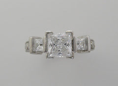 PRINCESS CUT ENGRAVED DIAMOND ENGAGEMENT RING SETTING OR REMOUNT RING