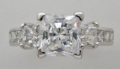 THREE STONE PRINCESS CUT DIAMOND ACCENT RING SETTING