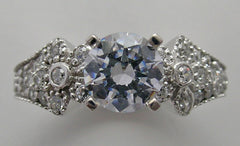 ENGAGEMENT RING SETTING OR REMOUNT FEMININE PAVE DIAMOND DETAILING