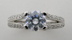 SPLIT SHANK DIAMOND ACCENT ENGAGEMENT RING OR RE-MOUNT SETTING