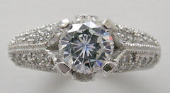 UNUSUAL FVEMININE PAVE DIAMOND ENGAGEMENT RING SETTING