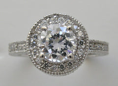 FEMININE HALO DIAMOND ACCENT ENGAGEMENT RING SETTING