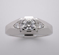 SIMPLE THREE STONE DIAMOND ACCENT PINKY RING SETTING