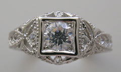 ART DECO STYLE FILIGREE DIAMOND RING SETTING