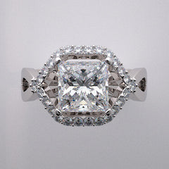 ARTISTIC ENGAGEMENT RING SETTING GEOMETRIC ART DECO STYLE COLLECTION WITH DIAMOND ACCENTS