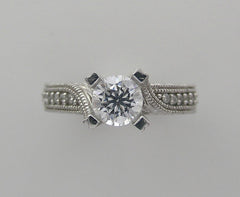 ENGAGEMENT RING REMOUNT RING SETTING FOR DIAMONDS OR GEMSTONES WITH DIAMOND ACCENTS