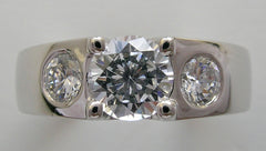 UNUSUAL THREE STONE RING SETTING DESIGN WITH DIAMOND SIDE ACCENTS