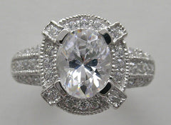 ANTIQUE STYLE ENGAGEMENT RING SETTING WITH DIAMOND ACCENTS