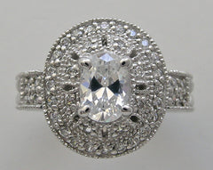 DIAMOND HALO RING SETTING OR RE-MOUNT RING SETTING WITH DIAMOND ACCENTS