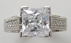 OUTSTANDING PRINCESS CUT DIAMOND RING SETTING