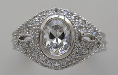 OVAL SHAPEANTIQUE STYLE MIL GRAINED DIAMOND ENGAGEMENT RING SETTING