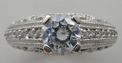 ANTIQUE ART DECO STYLE DIAMOND ACCENT FILIGREE RING SETTING WITH MIL GRAIN