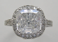 ANTIQUE ART DECO STYLE CUSHION CUT LARGE DIAMOND ACCENT RING SETTING