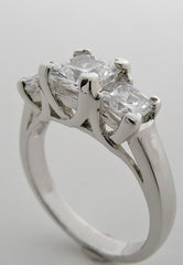 THREE STONE ENGAGEMENT RING SETTING WITH PRINCESS CUT DIAMONDS