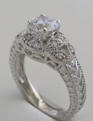 ART DECO ANTIQUE STYLE CHARMING MIL GRAINED DIAMOND ACCENTS ENGAGEMENT RING SETTING