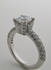 TRENDY FEMININE PAVE DIAMOND ENGAGEMENT RING SETTING