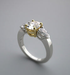 FEMININE TWO TONE GOLD THREE STONE RING SETTING