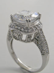 ANTIQUE ART DECO STYLE CUSHION CUT LARGE DIAMOND ACCENT RING SETTING