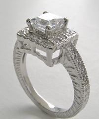 UNUSUAL HALO ACCENT PRINCESS CUT DIAMOND ENGAGEMENT RING SETTTING