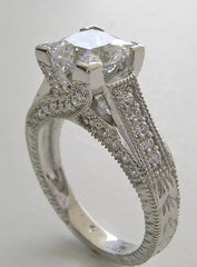 OUTSTANDING PRINCESS CUT DIAMOND RING SETTING