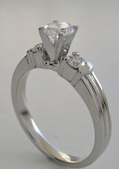 PRETTY FEMININE THREE STONE DIAMOND ENGAGEMENT RING SETTING