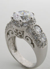 SPECIAL ENGAGEMENT RING SETTING ART DECO ANTIQUE STYLE ENCRUSTED WITH ACCENT DIAMONDS