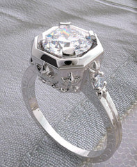 SPECIAL ART DECO STYLE FEMININE RING SETTING PRETTY DIAMOND DETAILS