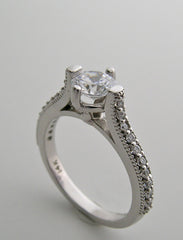 INTERESTING FOUR PRONG DIAMOND DETAILED ENGAGEMENT RING SETTING
