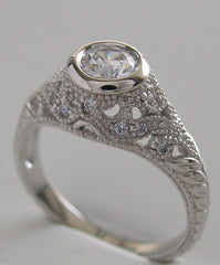 ANTIQUE ART DECO STYLE DIAMOND BEZEL FILLIGREE RING SETTING