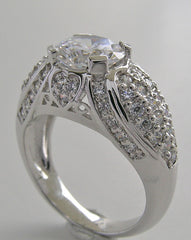 REMOUNT ENGAGEMENT RING SETTING WITH PAVE DIAMOND ACCENTS DECO STYLING