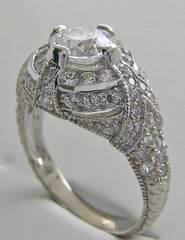 ENGAGEMENT RING SETTING OR REMOUNT RING ART DECO STYLE PAVE DIAMOND DETAILS