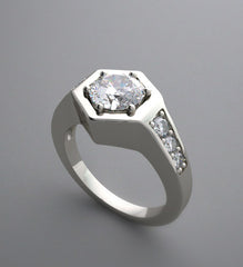 UNUSUAL HEXAGONAL FLUSH SET PAVE DIAMOND ENGAGEMENT RING SETTING