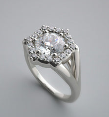 ANTIQUE STYLE DIAMOND ACCENT FLUSH ENGAGEMENT RING SETTING