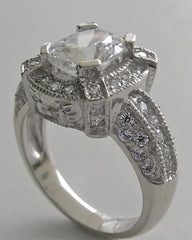 ANTIQUE STYLE ENGAGEMENT RING SETTING WITH DIAMOND ACCENTS