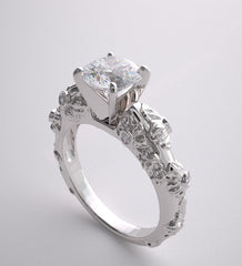 ART DECO STYLE DIAMOND ACCENT ENGAGEMENT RING