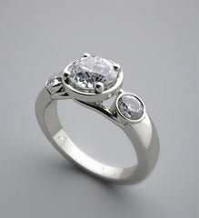 THREE STONE BEZEL SET TYPE DIAMOND ENGAGEMENT RING SETTING