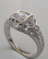 ART DECO STYLE FILIGREE DIAMOND RING SETTING