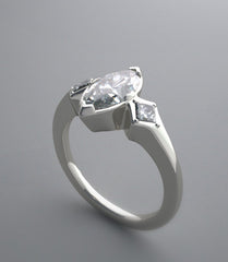 MODERN DESIGN MARQUISE SHAPE AND PRINCESS CUT DIAMOND ACCENT RING SETTING OR RING RE-MOUNT