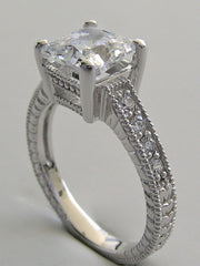 ANTIQUE STYLE PRINCESS CUT DIAMOND RING SETTING