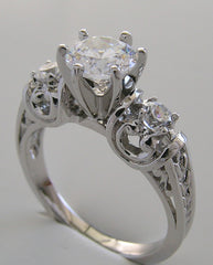 ANTIQUE ART NOUVEAU STYLE DIAMOND ENGAGEMENT RING GOLD OR PLATINUM SETTING