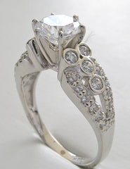 FEMININE DIAMOND PAVE ANTIQUE STYLE ENGAGEMENT DIAMOND RING SETTING