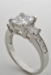 THREE STONE PRINCESS CUT DIAMOND ACCENT RING SETTING