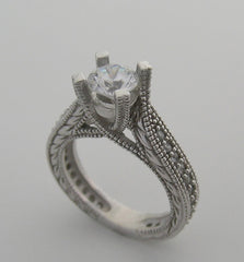 ENGAGEMENT RING REMOUNT RING SETTING FOR DIAMONDS OR GEMSTONES WITH DIAMOND ACCENTS