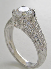 UNUSUAL FVEMININE PAVE DIAMOND ENGAGEMENT RING SETTING