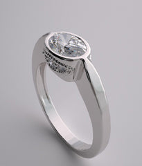 EAST WEST OVAL SHAPE STONE DIAMOND ACCENT RING SETTING