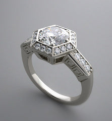 HEXAGONALDESIGN SHAPE DIAMOND PAVE HALO RING SETTING