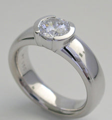 ELEGANT SEMI BEZEL SET DIAMOND ENGAGEMENT RING SETTING OR REMOUNT RING